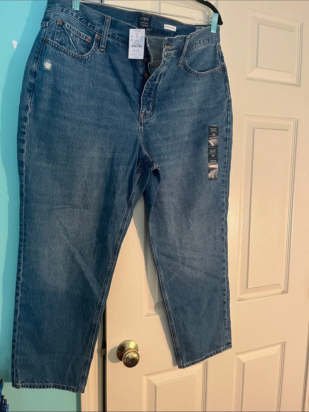 J. Crew High-Rise Straight Jeans in Faded Blue